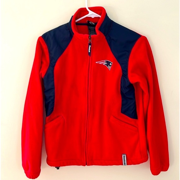 NFL REEBOK Patriots Red Fleece Full Zip Jacket Size S - Picture 1 of 9